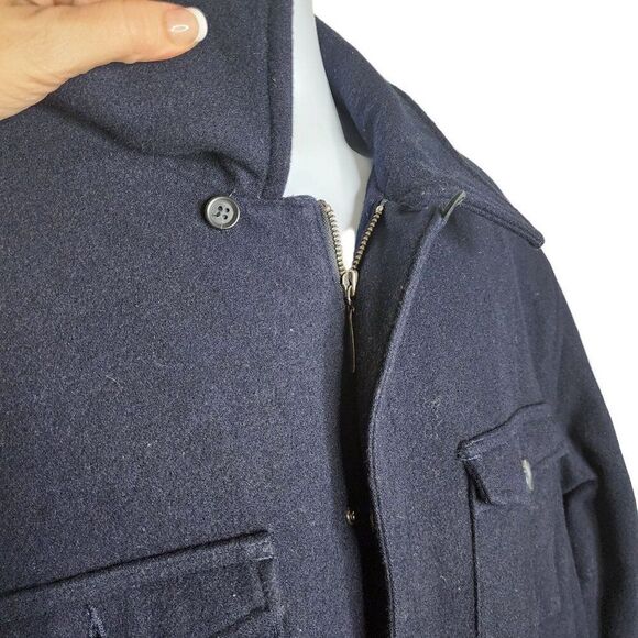 Vintage Chaps Ralph Lauren Heavy Wool Field Jacket Mens Size L Blue Navy - Picture 3 of 10